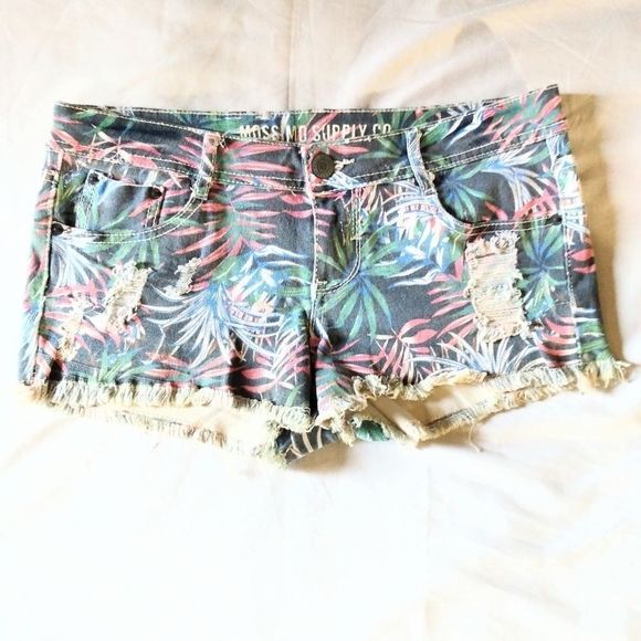 Mossimo Supply Co Floral Distressed Shorts Size 9 - Picture 2 of 6